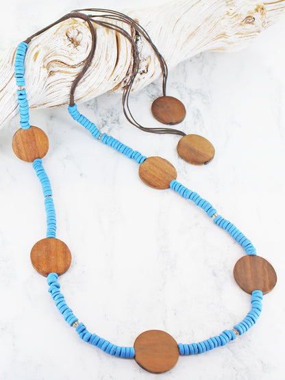 Long Beaded Wooden Necklace