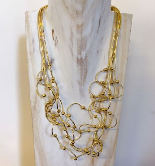 Statement Wire Necklace with Beads