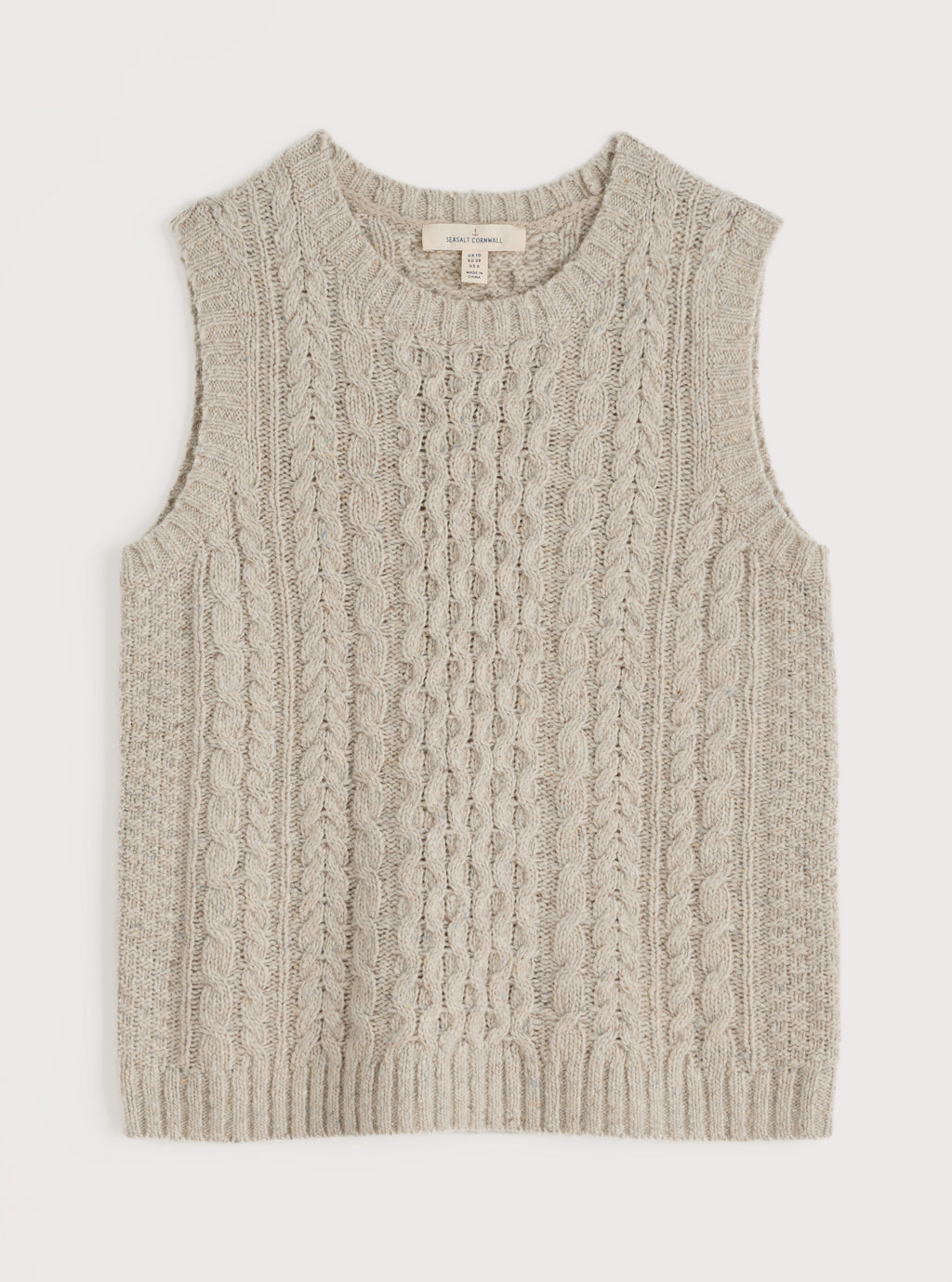 Seasalt Newlyn Cable Stitch Vest-White finn -White finn