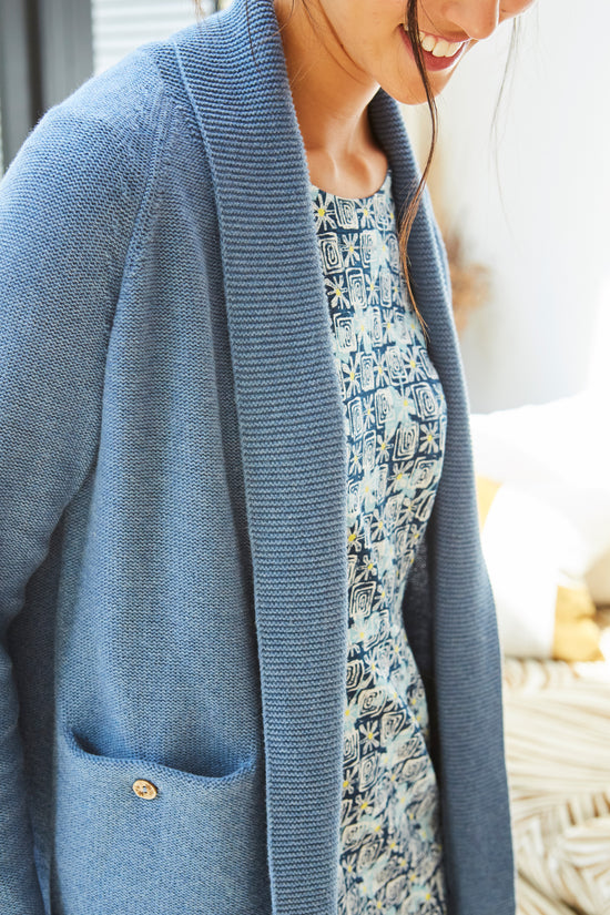 Reverse Knit Open Front Cardigan