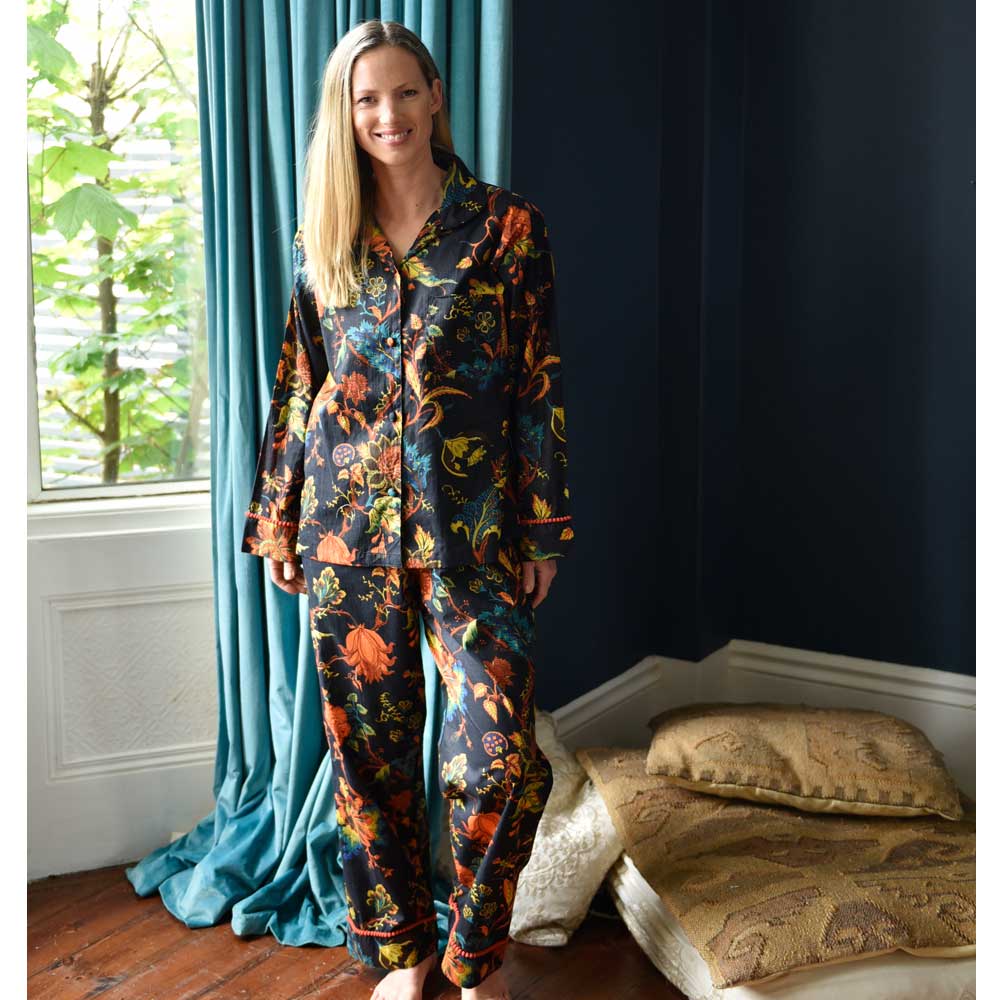 Burnt Orange Print Pyjamas-Accessories-White finn