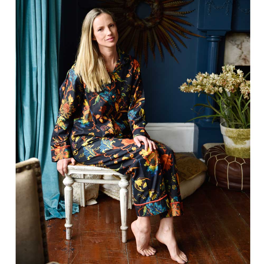 Burnt Orange Print Pyjamas-Accessories-White finn