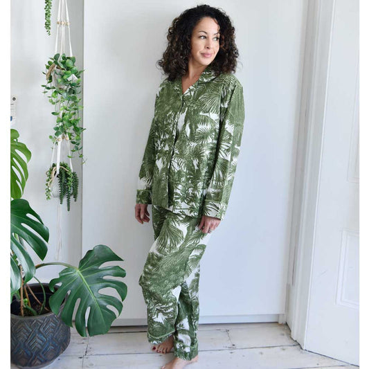 Tropical Green Fern print Pyjamas