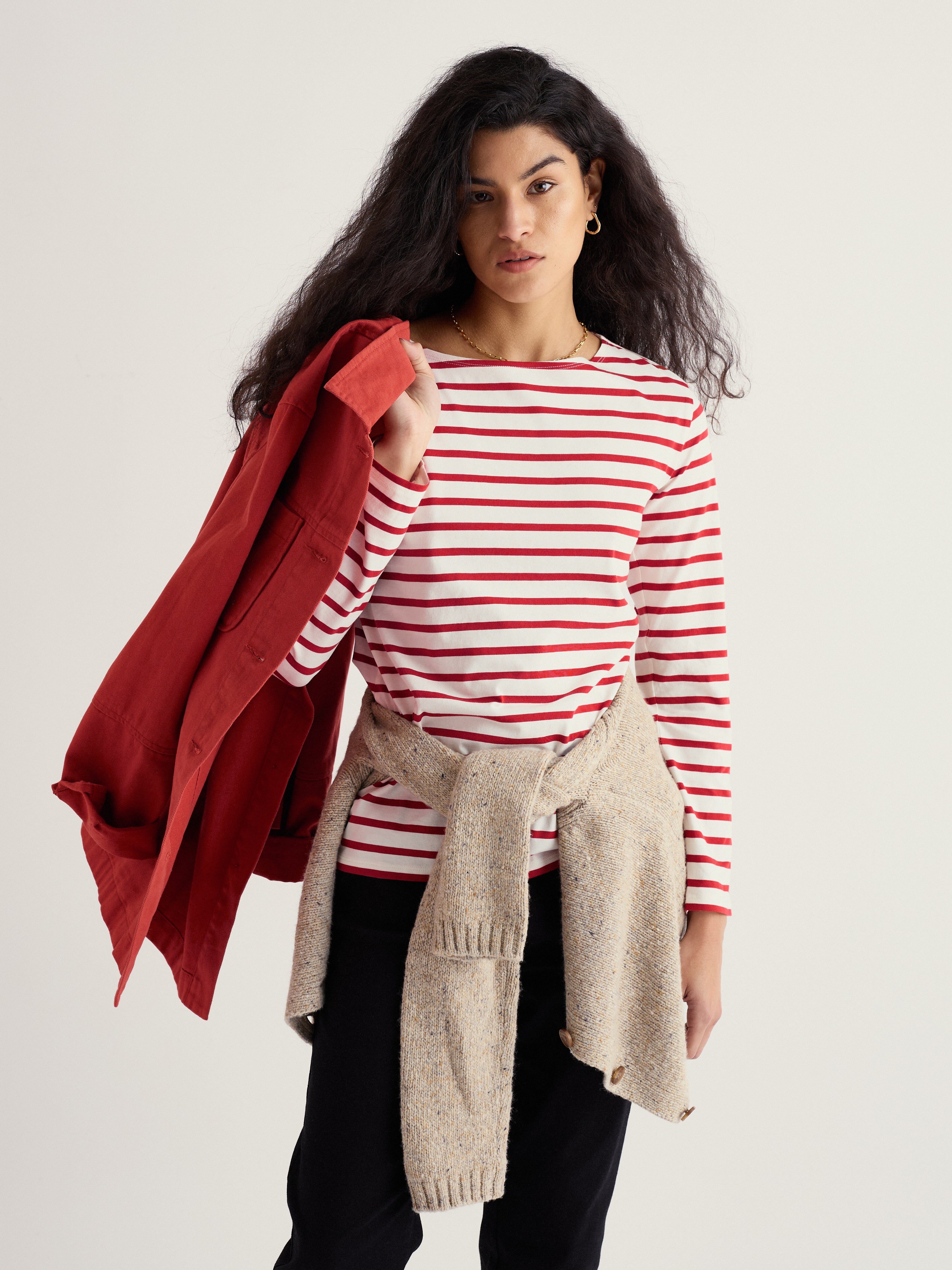 Seasalt Sailor Top - Breton Deep Rust-Seasalt-White finn