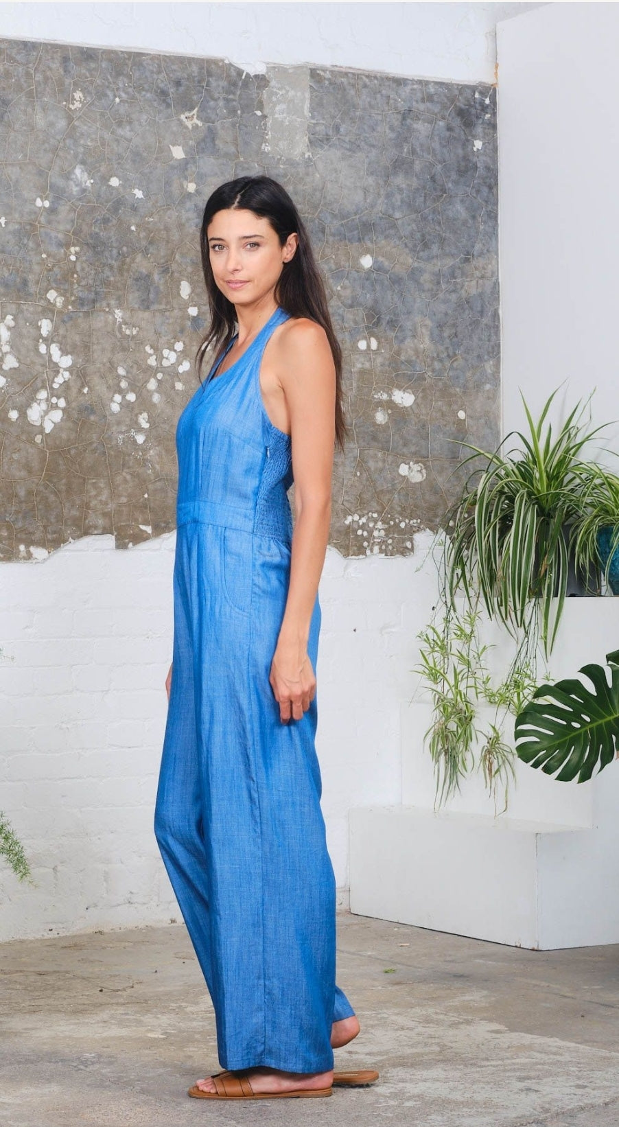 Halter Jumpsuit Chambray