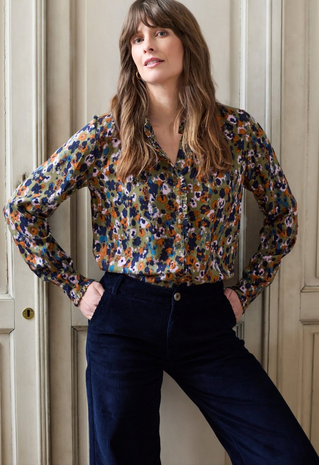 Lily and Me Rita Frill Shirt Floral Ikat