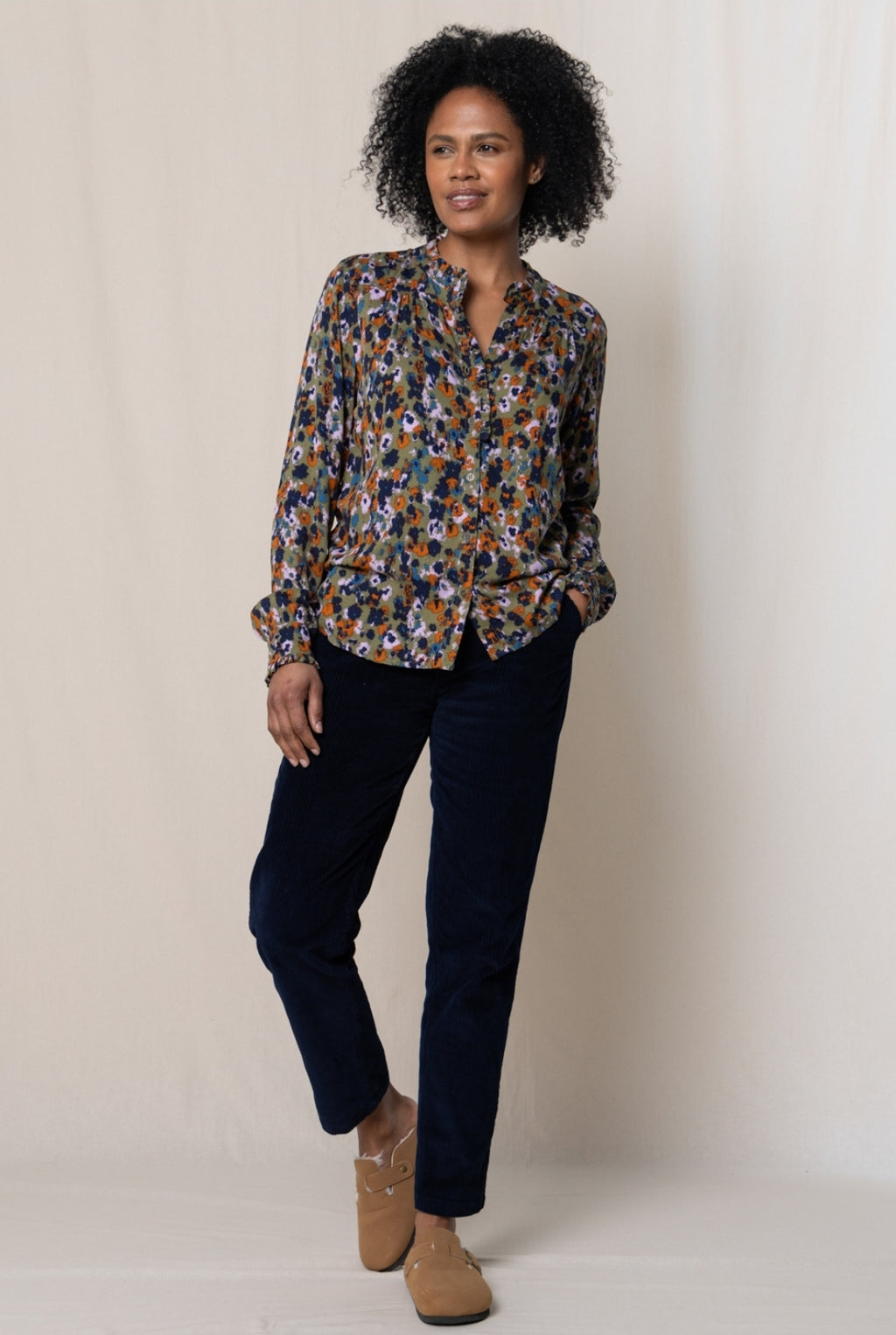 Lily and Me Rita Frill Shirt Floral Ikat