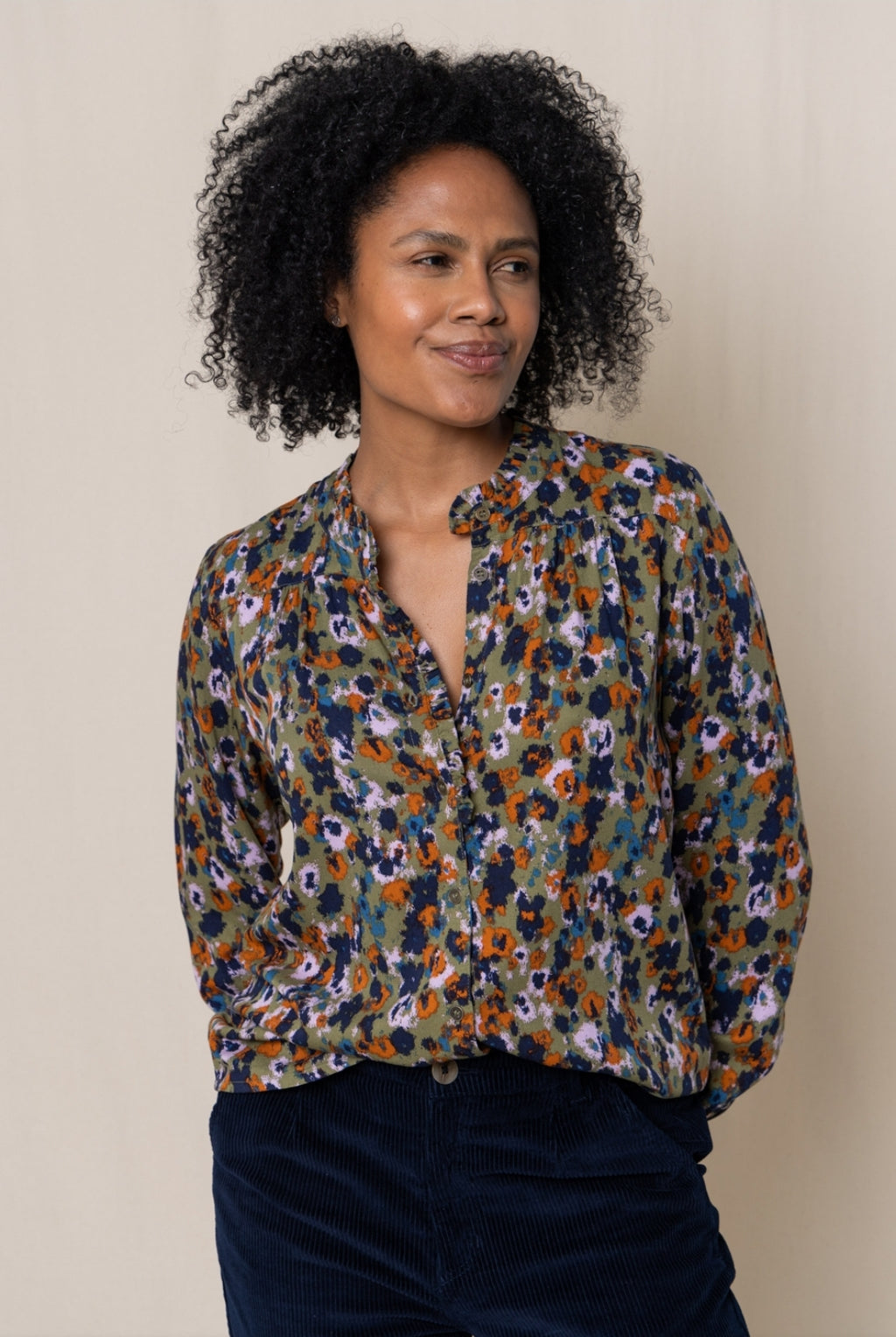 Lily and Me Rita Frill Shirt Floral Ikat