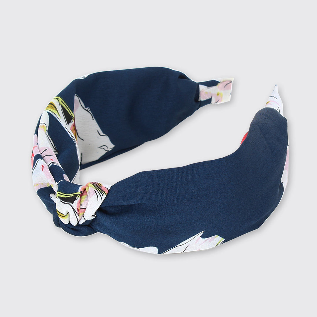 SIENNA WIDE HEADBAND- NAVY-Headband-White finn