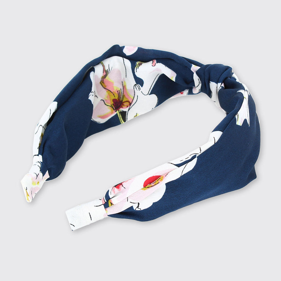 SIENNA WIDE HEADBAND- NAVY-Headband-White finn