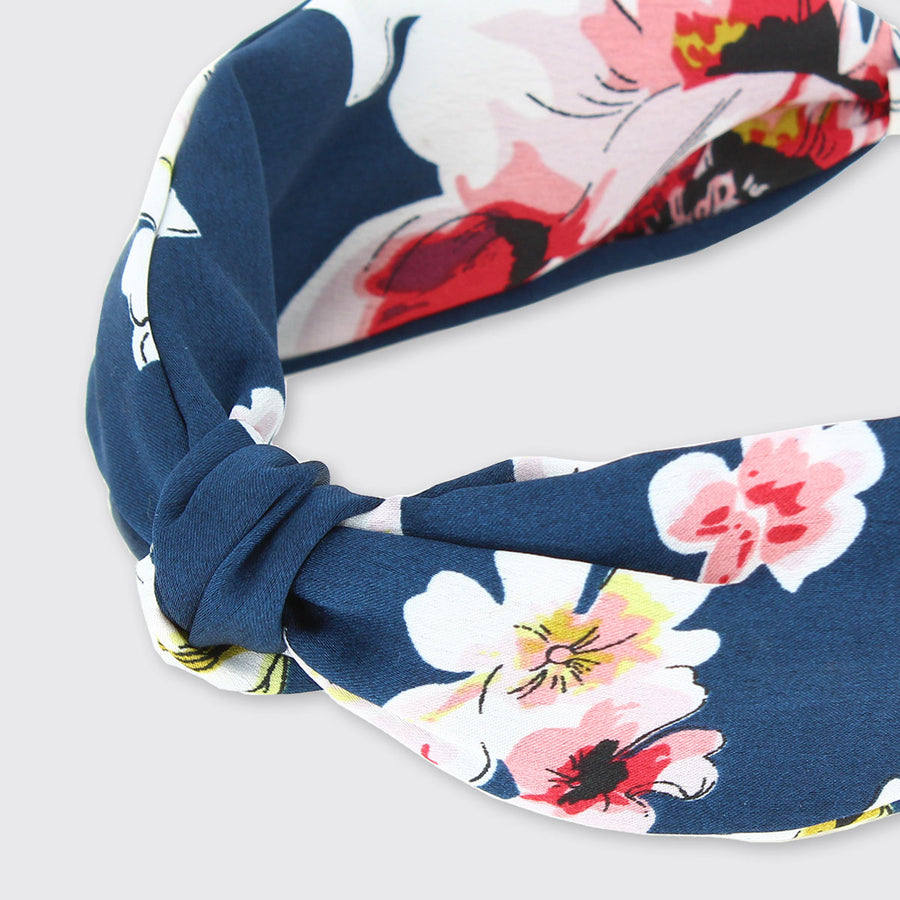 SIENNA WIDE HEADBAND- NAVY-Headband-White finn