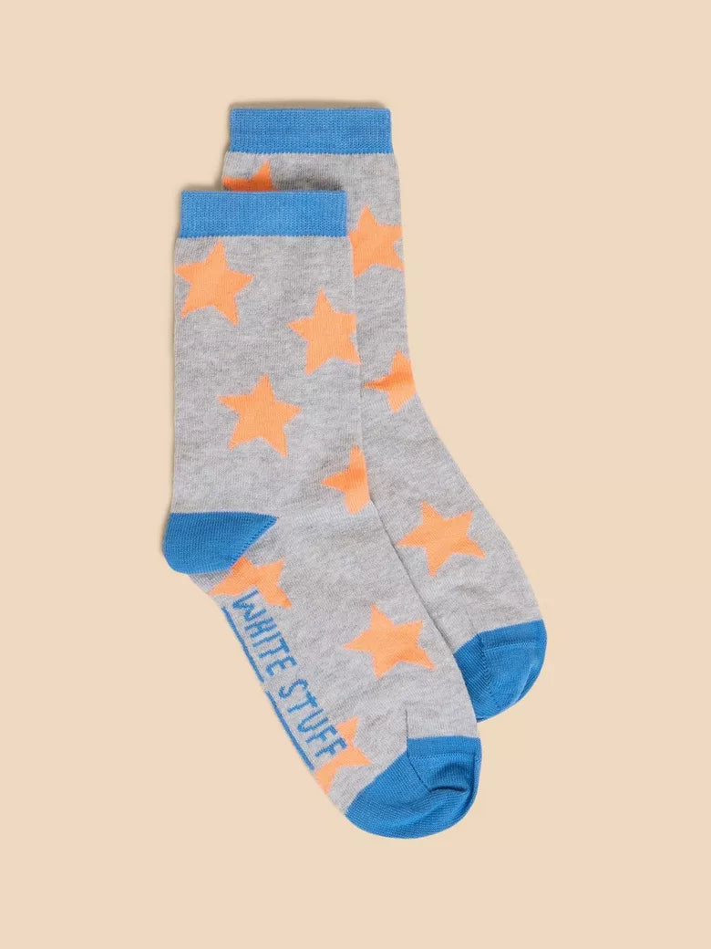 White Stuff Star Ankle Sock In Grey Multi