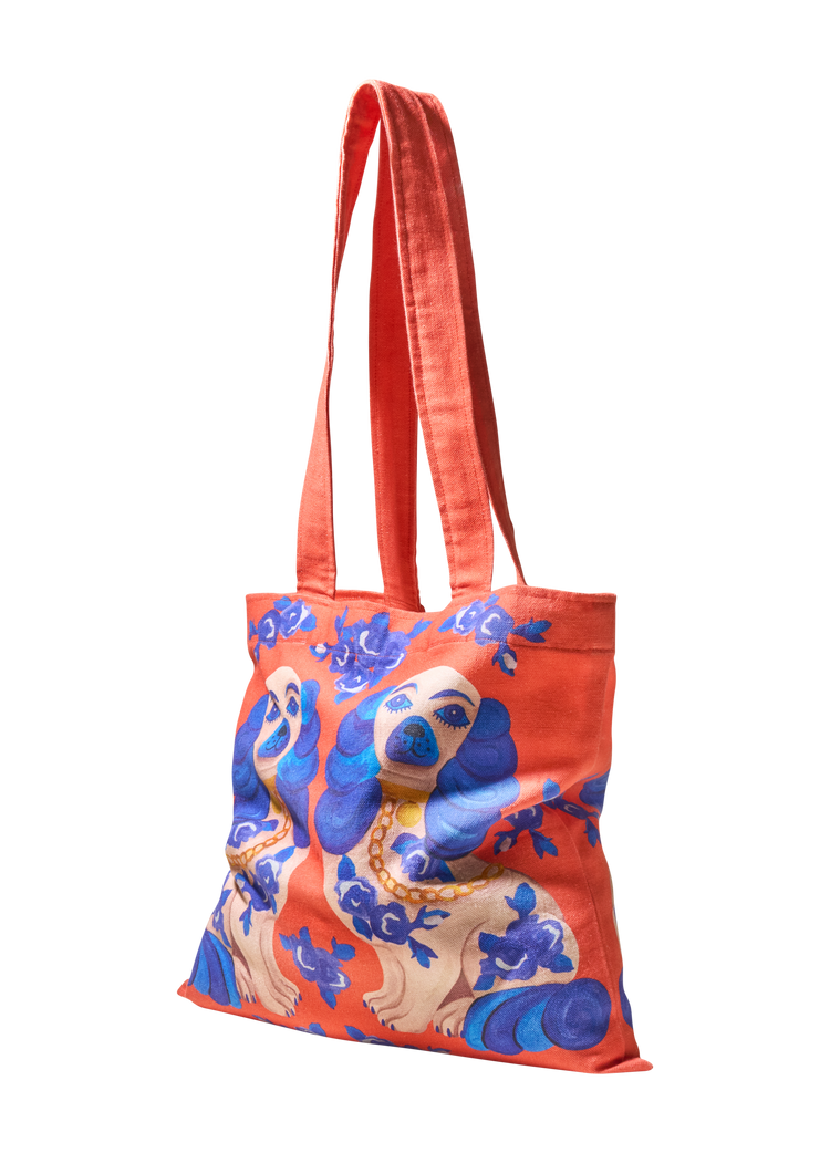 Powder Canvas Tote Bag - Splendid Spaniels-Bag-White finn