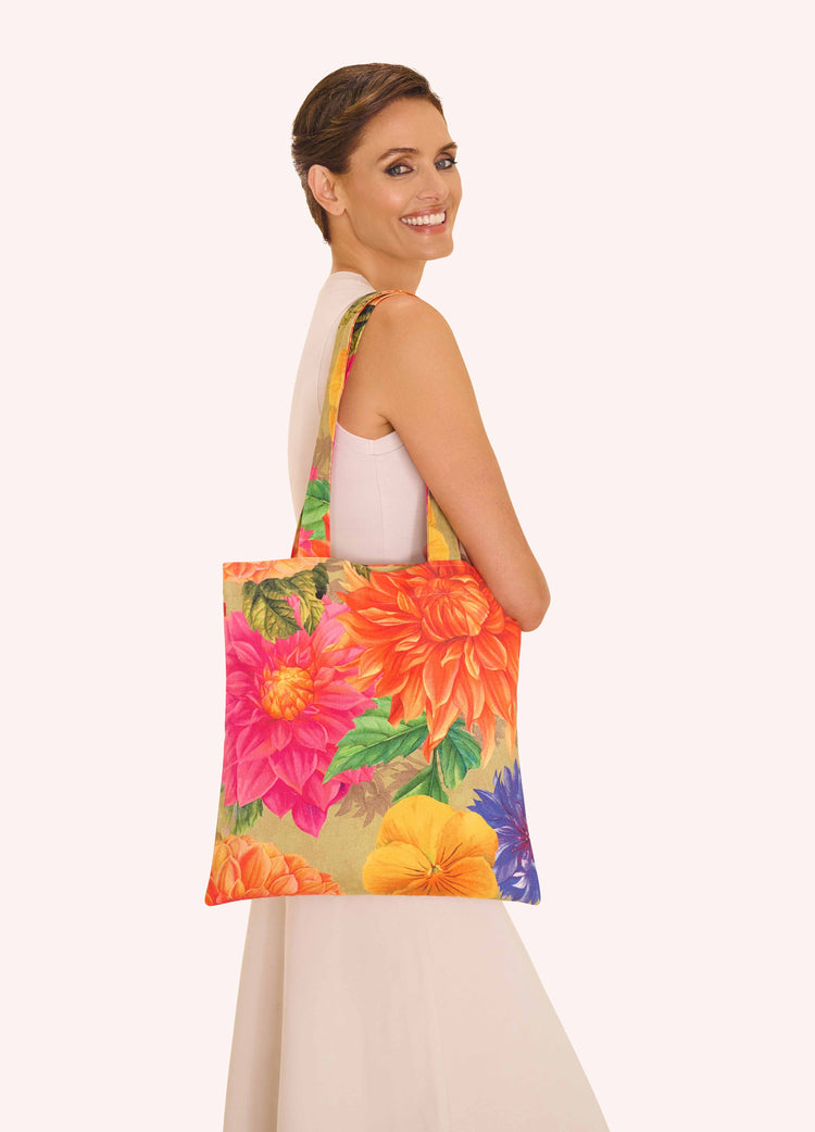 Powder Canvas Tote Bag - Bountiful Blooms-Bag-White finn