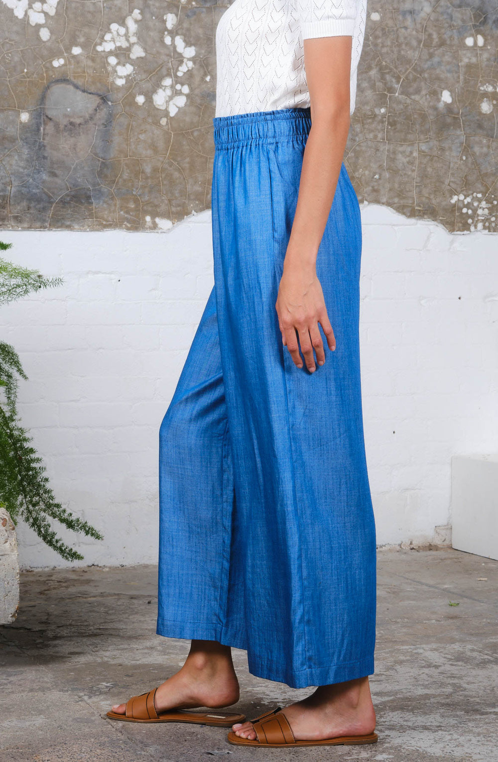 Tracy Trousers in Chambray Print