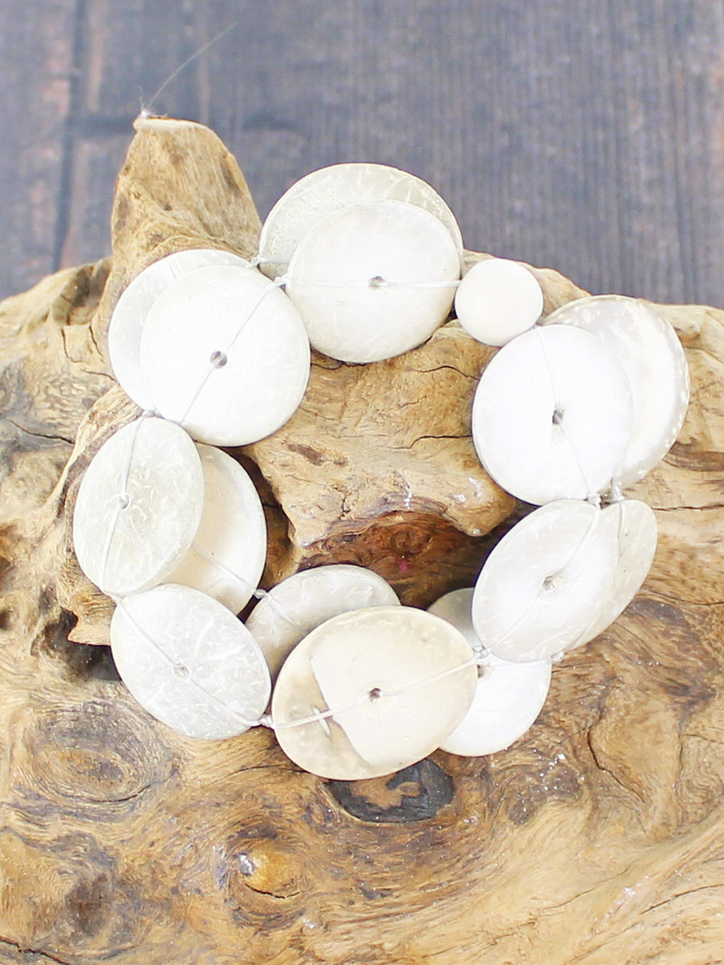 Suzie Blue Elasticated Wood and Resin Bracelet UJ1524