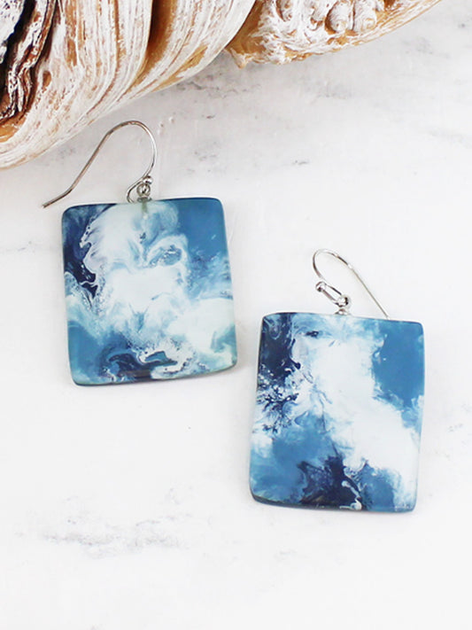 BLUE MARBLED RESIN EARRINGS UJ6404