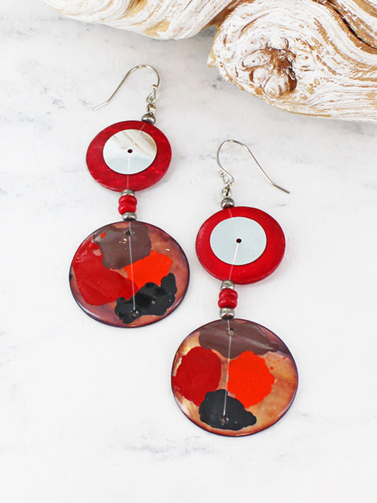 RED COCONUT BEAD EARRINGS UJ6420