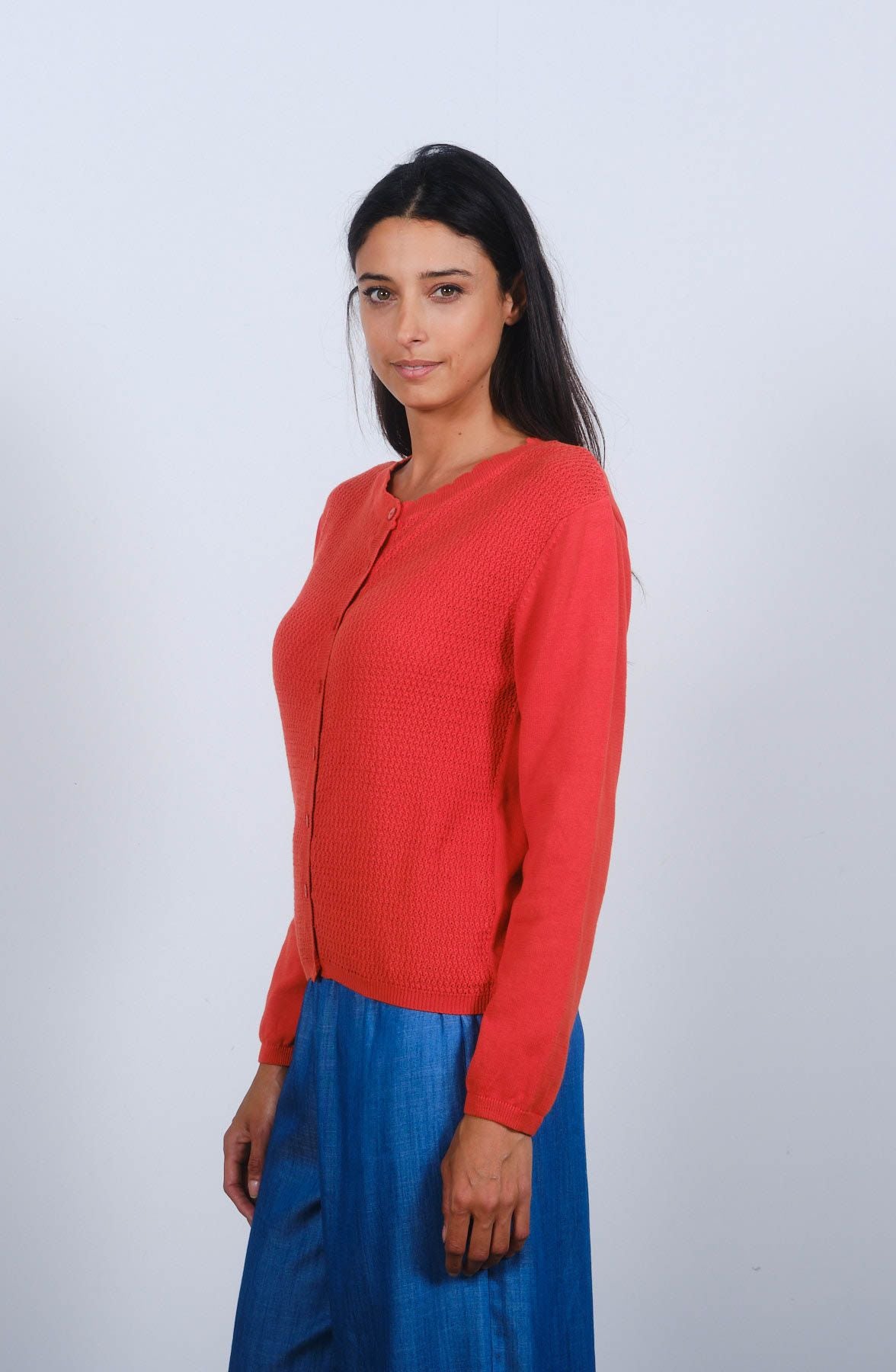 Vivien Cardigan Spicey Orange-Cardigan-White finn