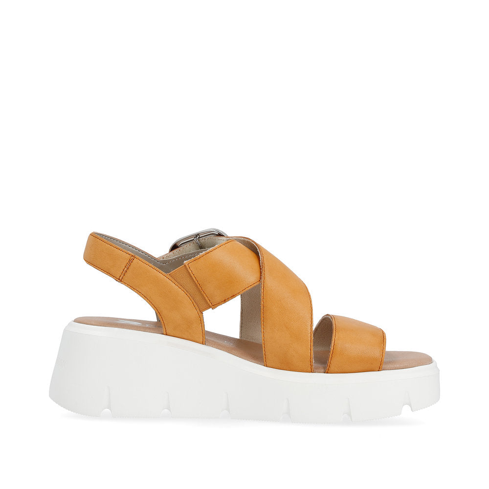 Rieker Orange Wedge Sandal W1550-White finn