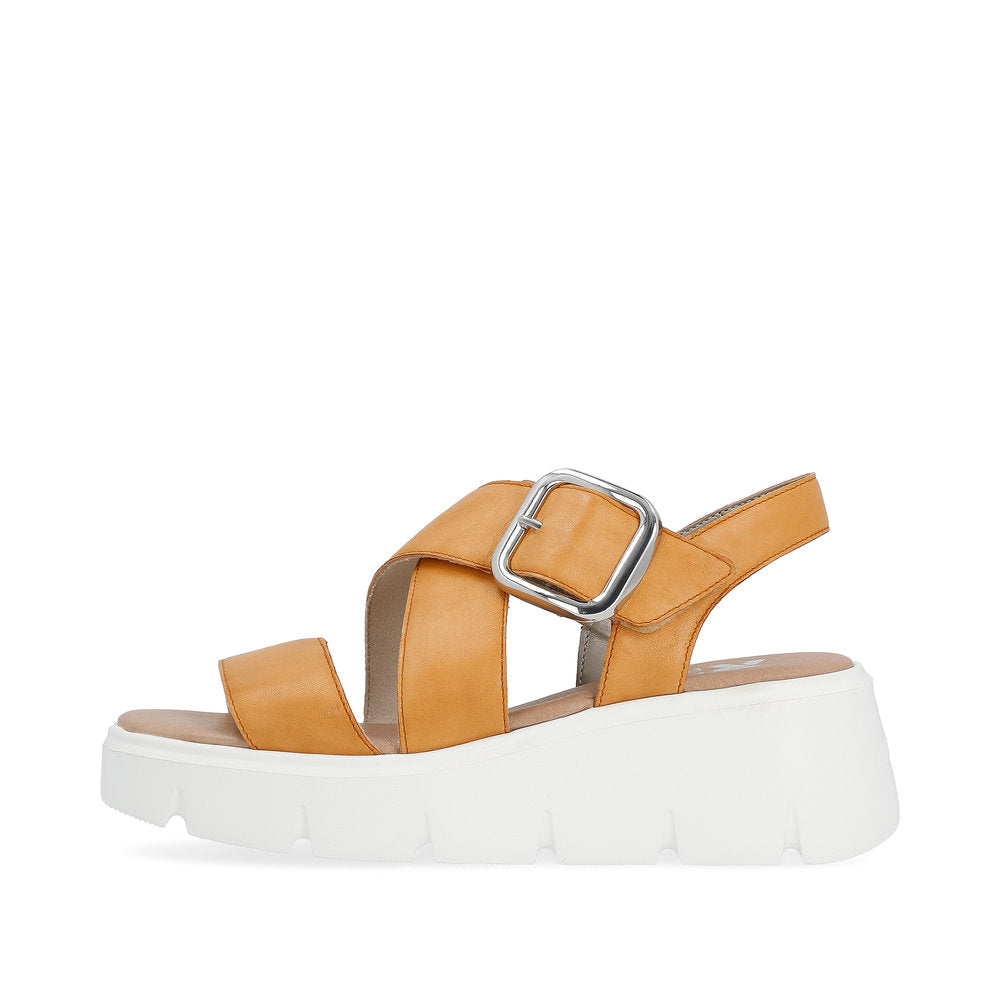 Rieker Orange Wedge Sandal W1550-White finn