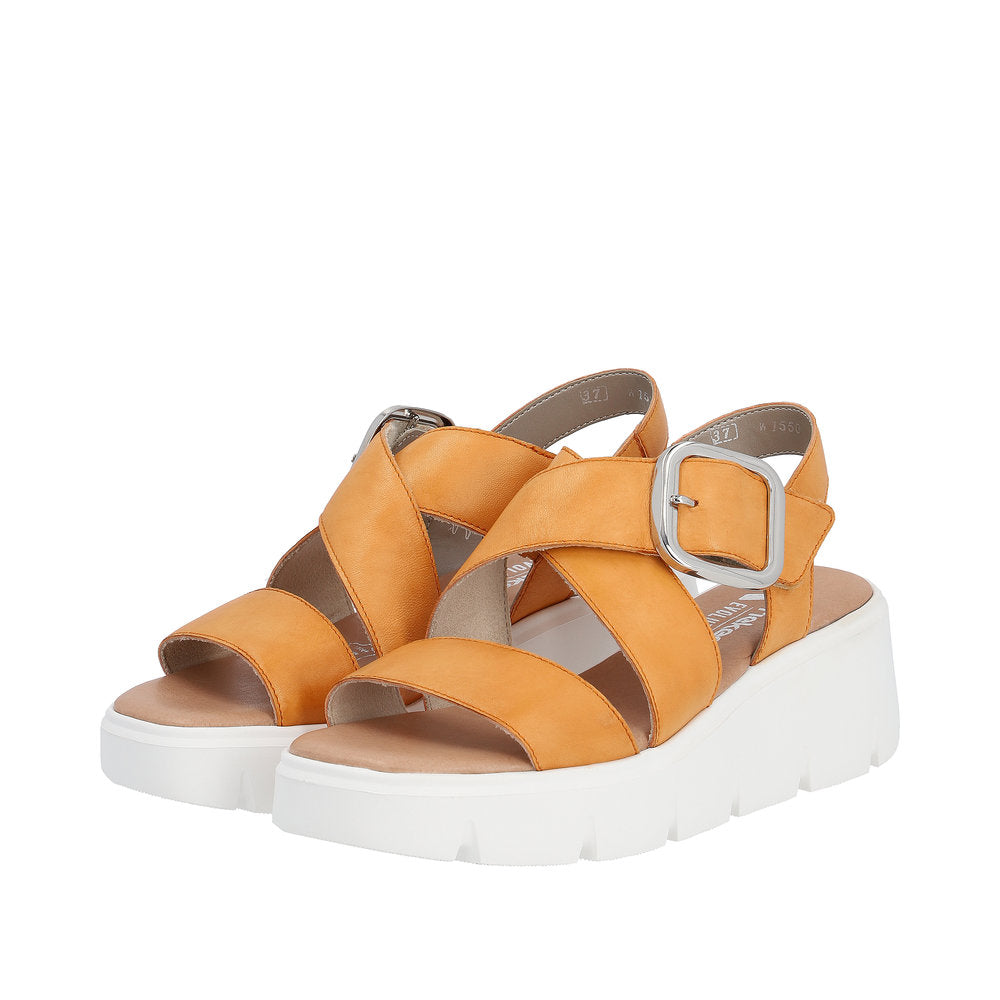 Rieker Orange Wedge Sandal W1550-White finn