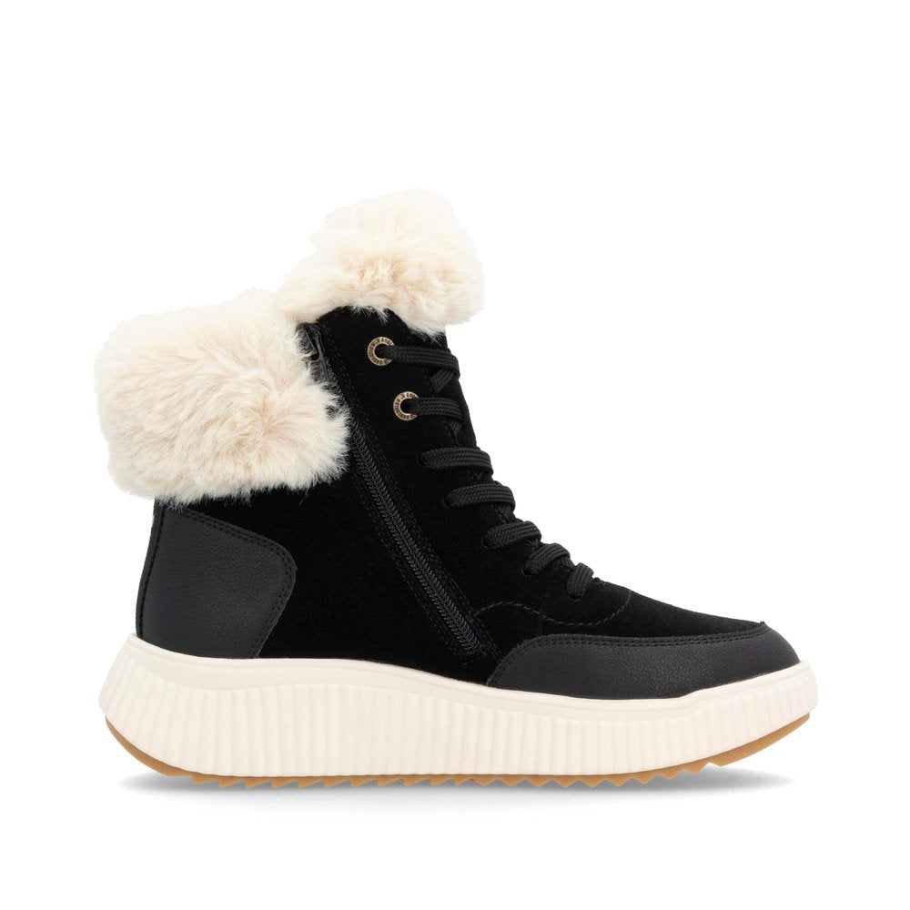 Rieker Black Fur Lined Boot W1773-Footwear-White finn