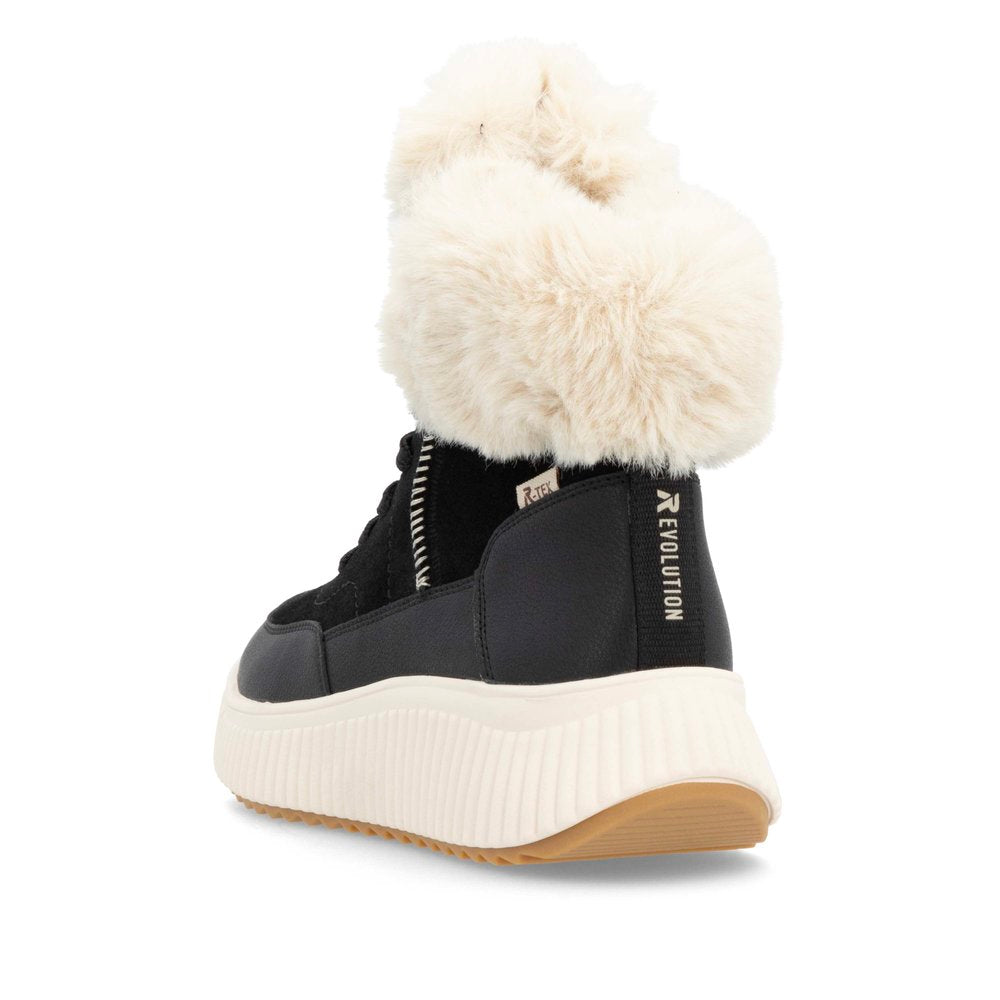 Rieker Black Fur Lined Boot W1773-Footwear-White finn