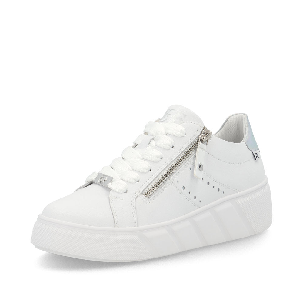 Rieker White Trainer W2605-Footwear-White finn