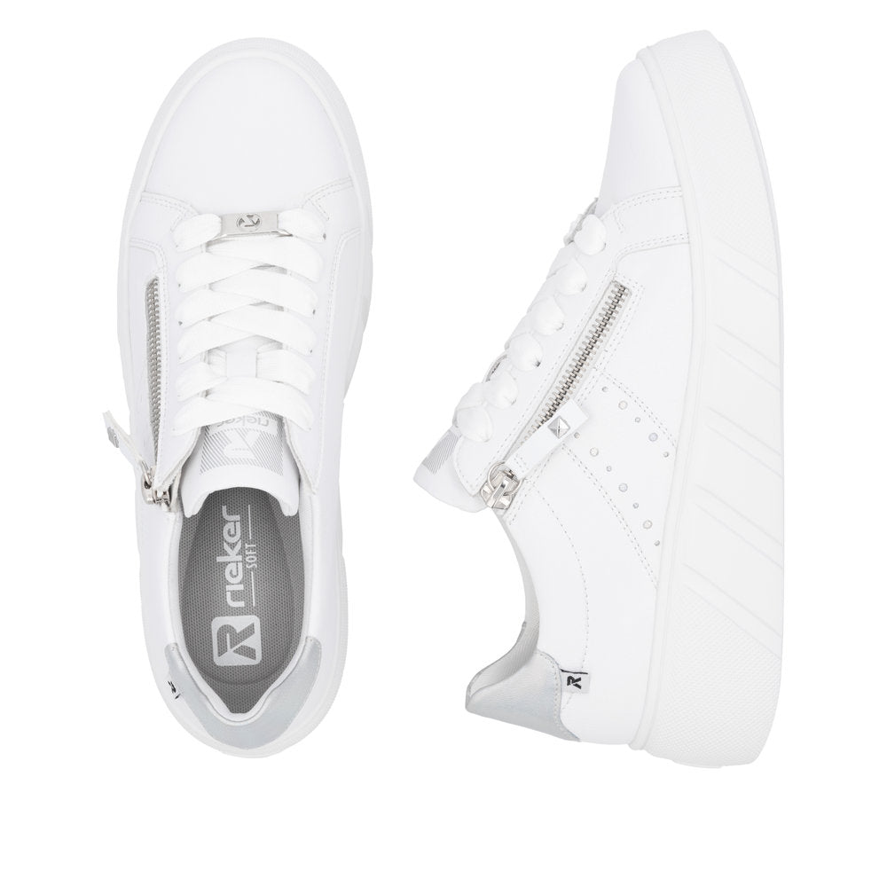 Rieker White Trainer W2605-Footwear-White finn