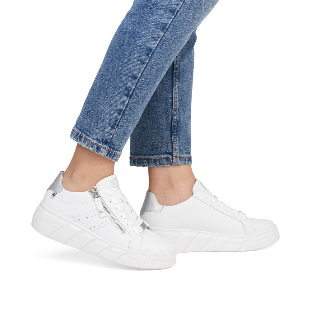 Rieker White Trainer W2605-Footwear-White finn