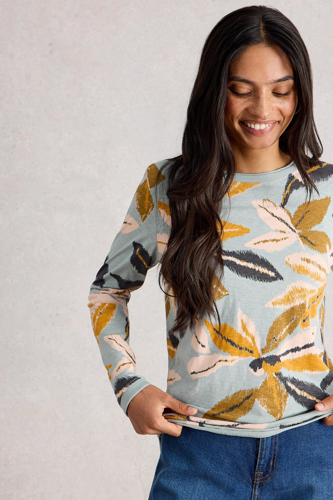 White Stuff Clara Long Sleeve T-shirt-Tops-White finn