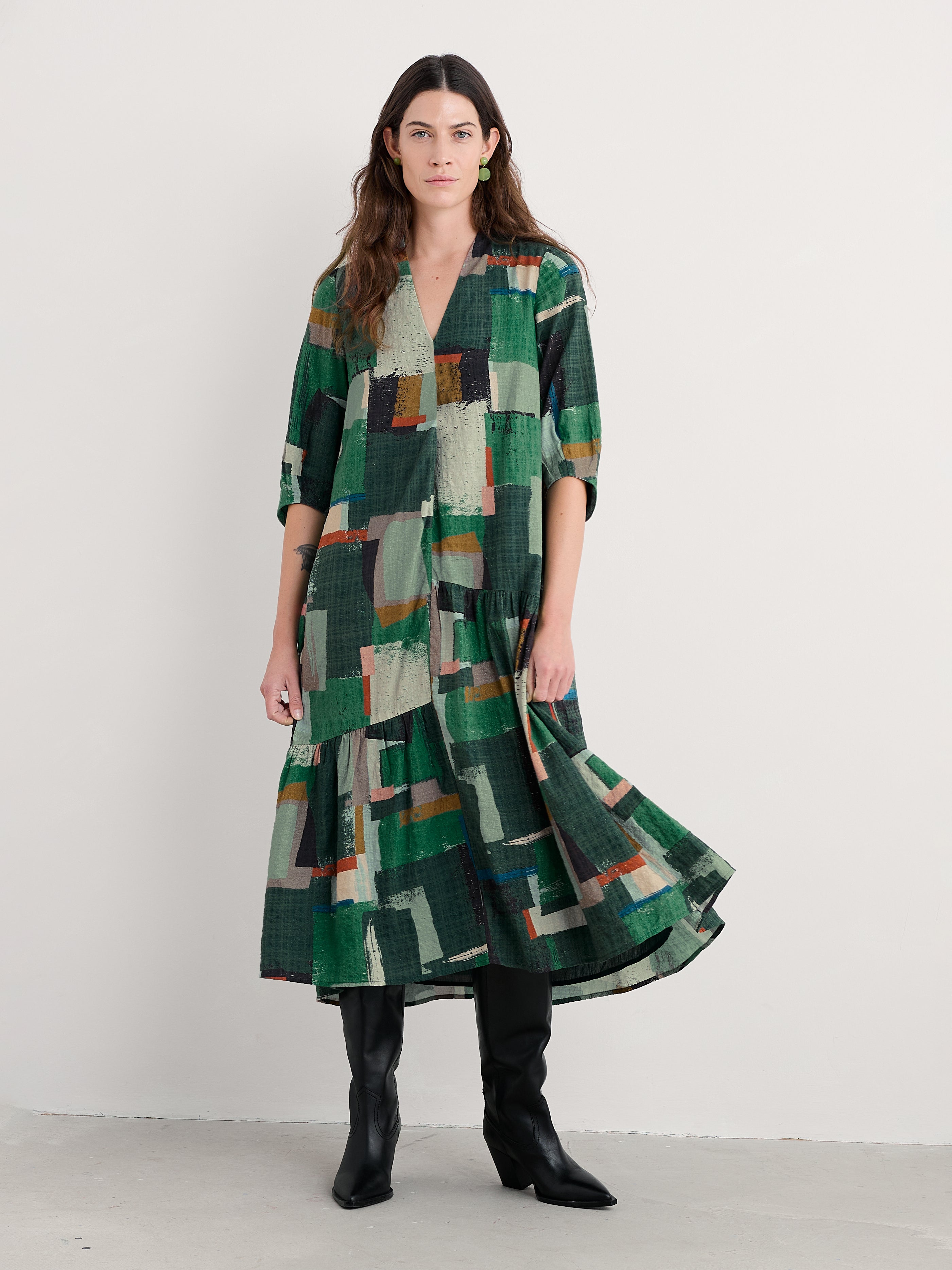 Seasalt Windblown Tired V-Neck Dress-Dress-White finn