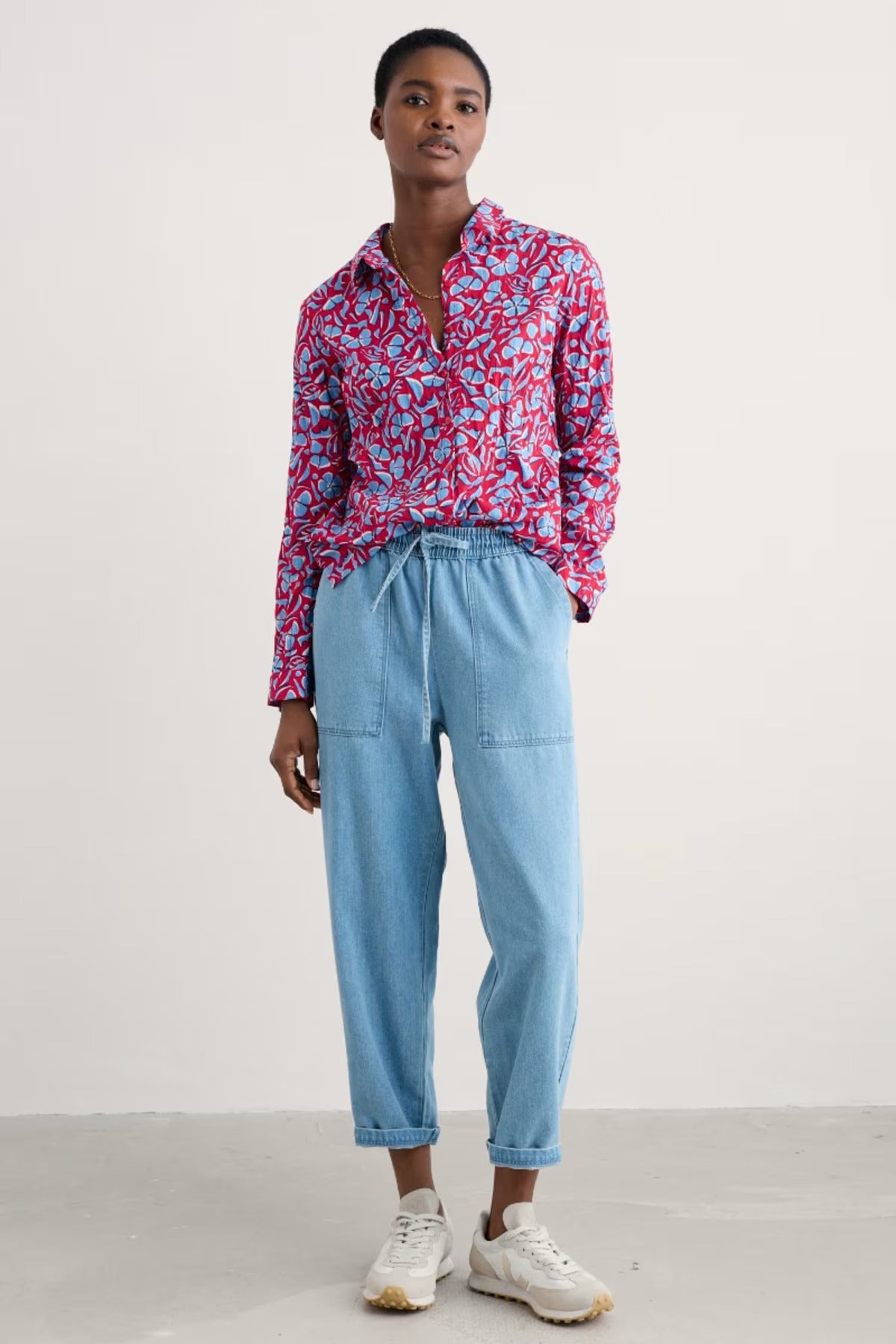 Seasalt Larissa Shirt Collaged Floral Scarlet