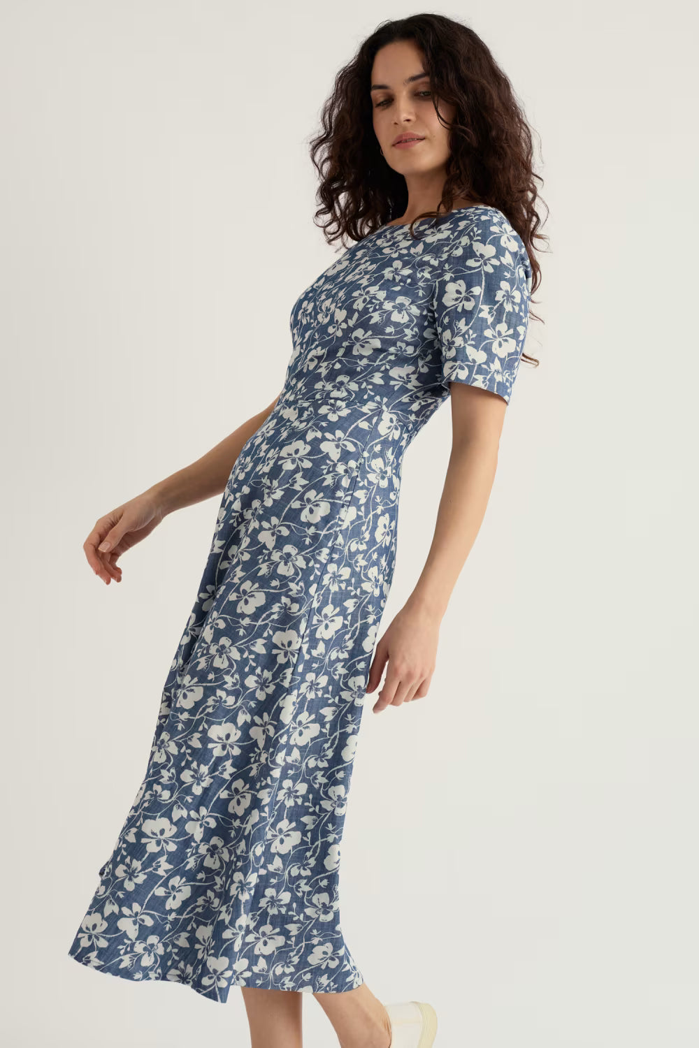 Seasalt Fox Path Printed Chambray Dress