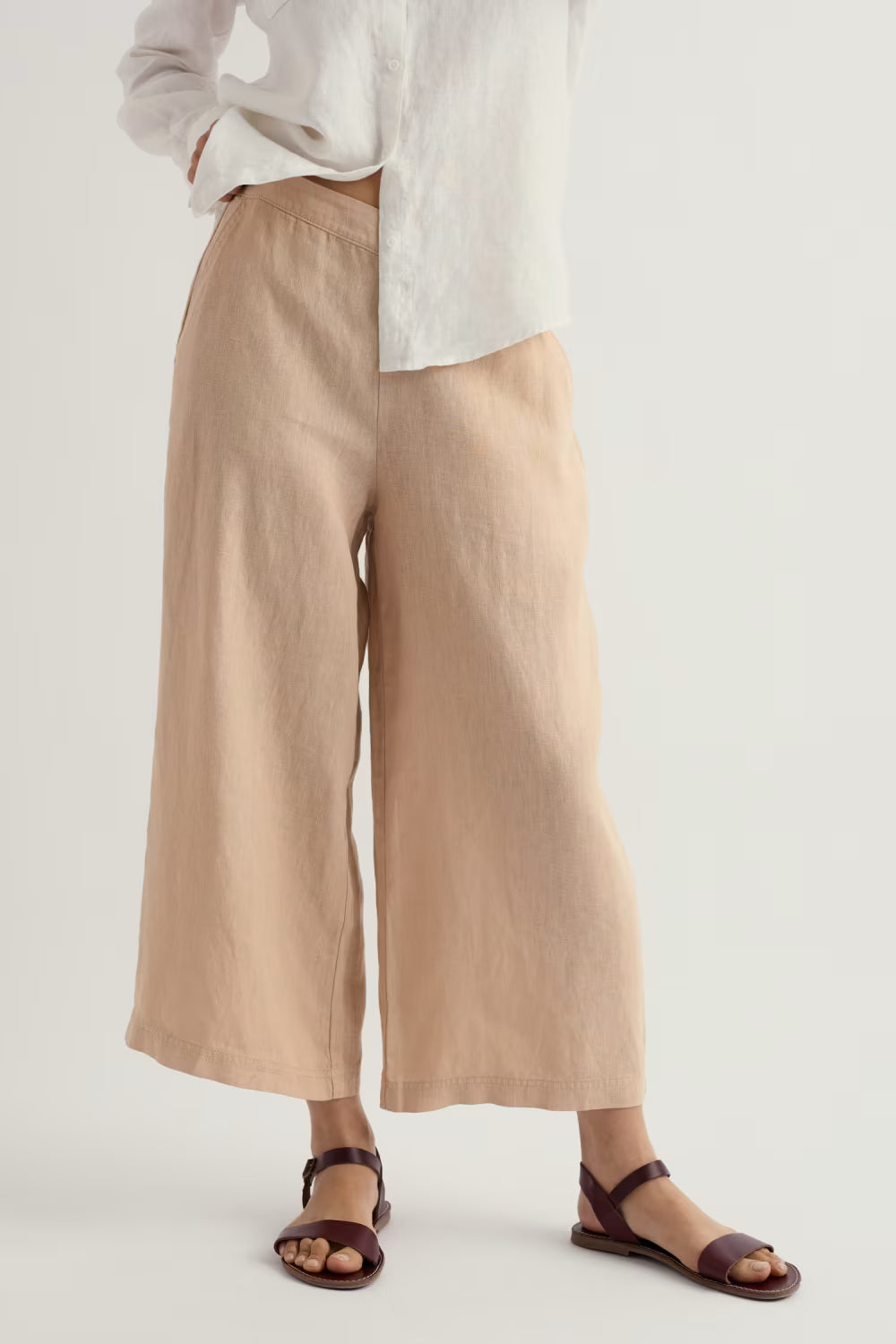 Seasalt Merrivale Linen Culottes-Trousers-8-Beige-
