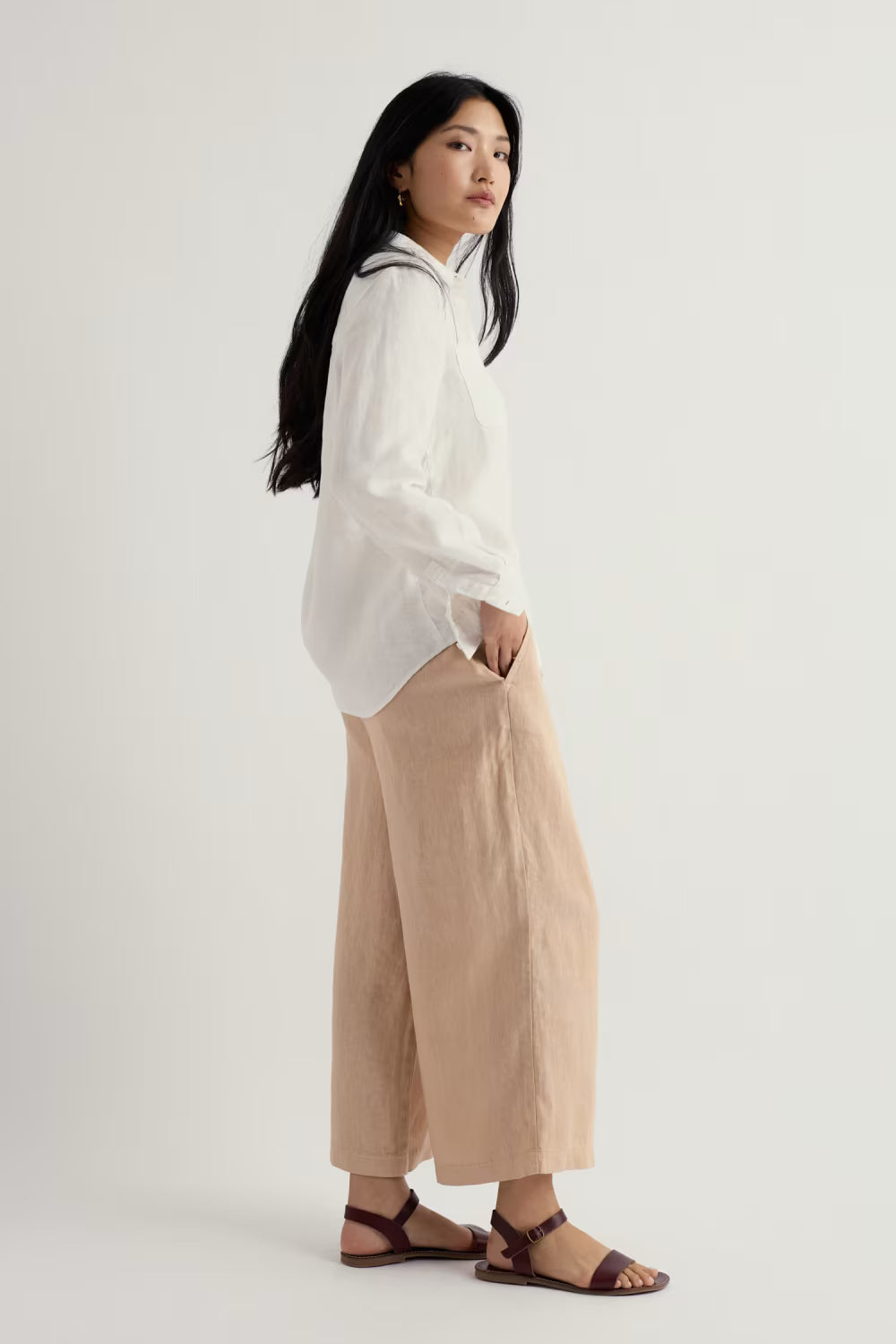 Seasalt Merrivale Linen Culottes-Trousers-8-Beige-