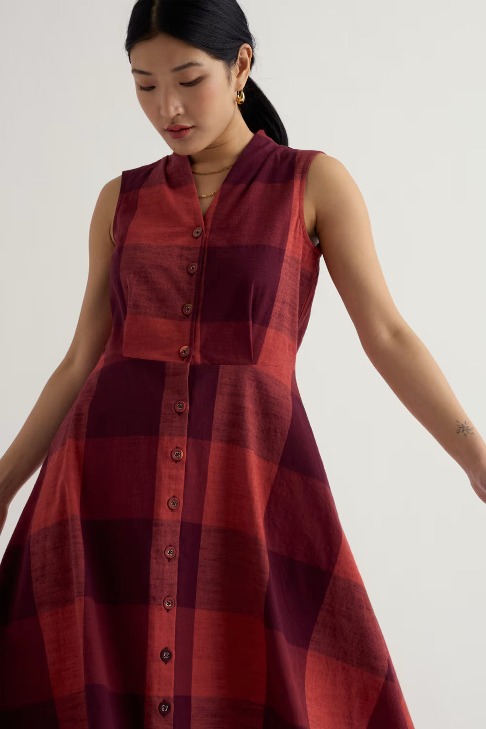 Seasalt Carved Wood Sleeveless Yarn-Dyed Dress
