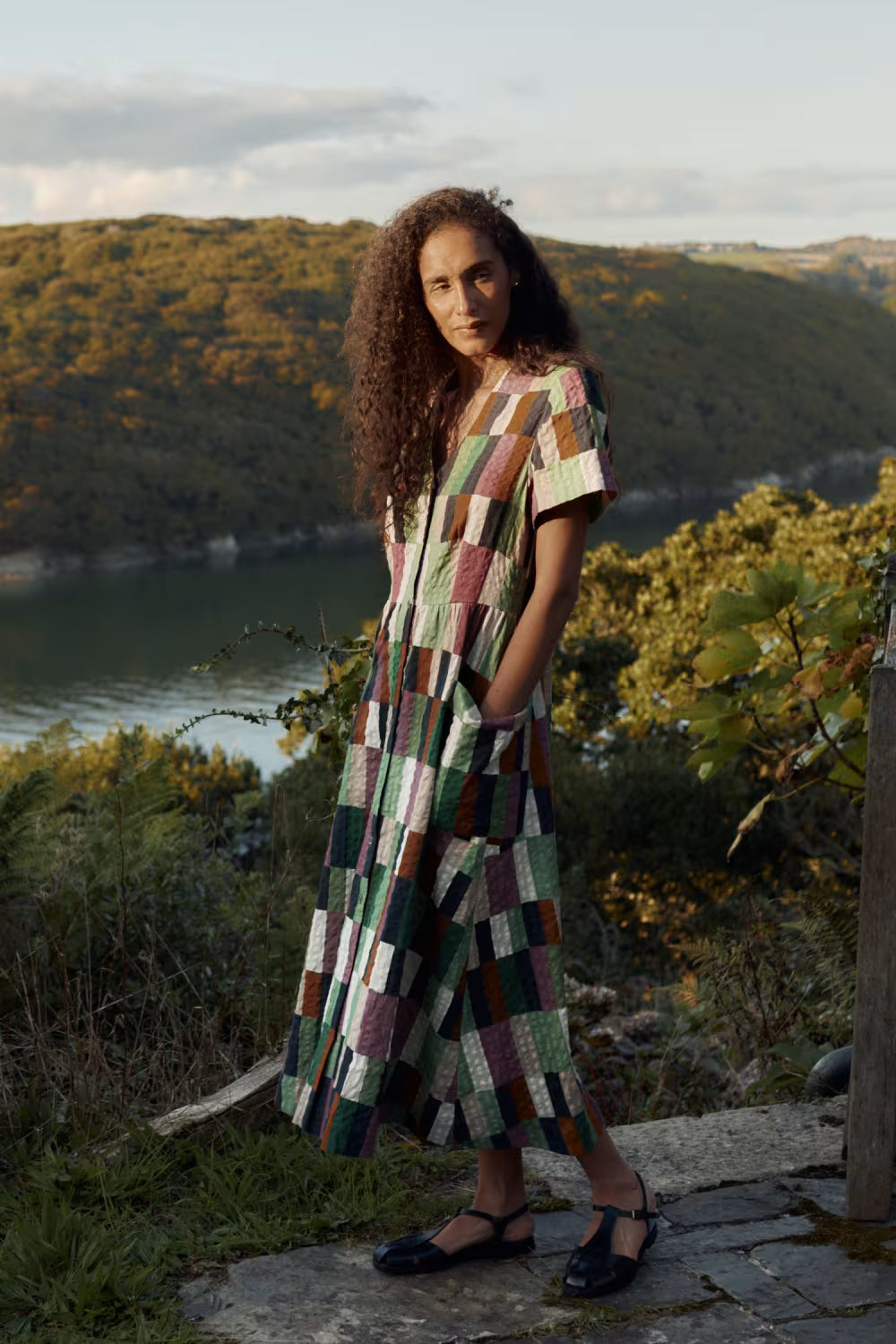 Seasalt Fowen Shirt Style Midi Dress-Dress-10-Field Colour Dried Basil-