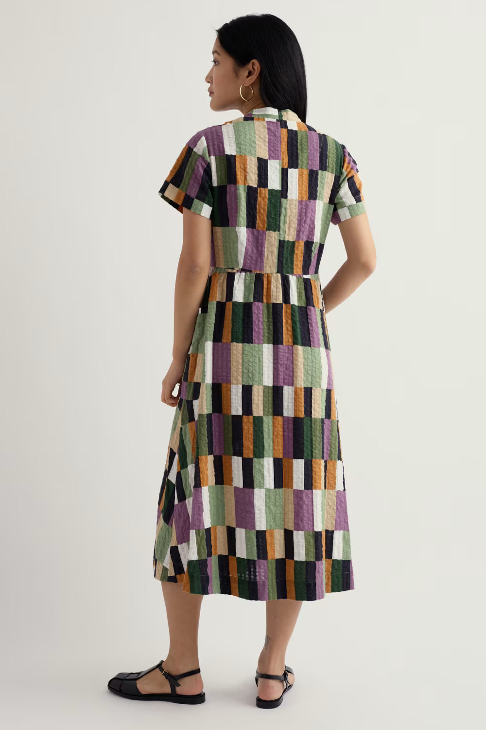 Seasalt Fowen Shirt Style Midi Dress-Dress-10-Field Colour Dried Basil-