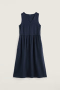 Seasalt Lowland Heather V-neck Linen Dress-Dress-10-Navy-