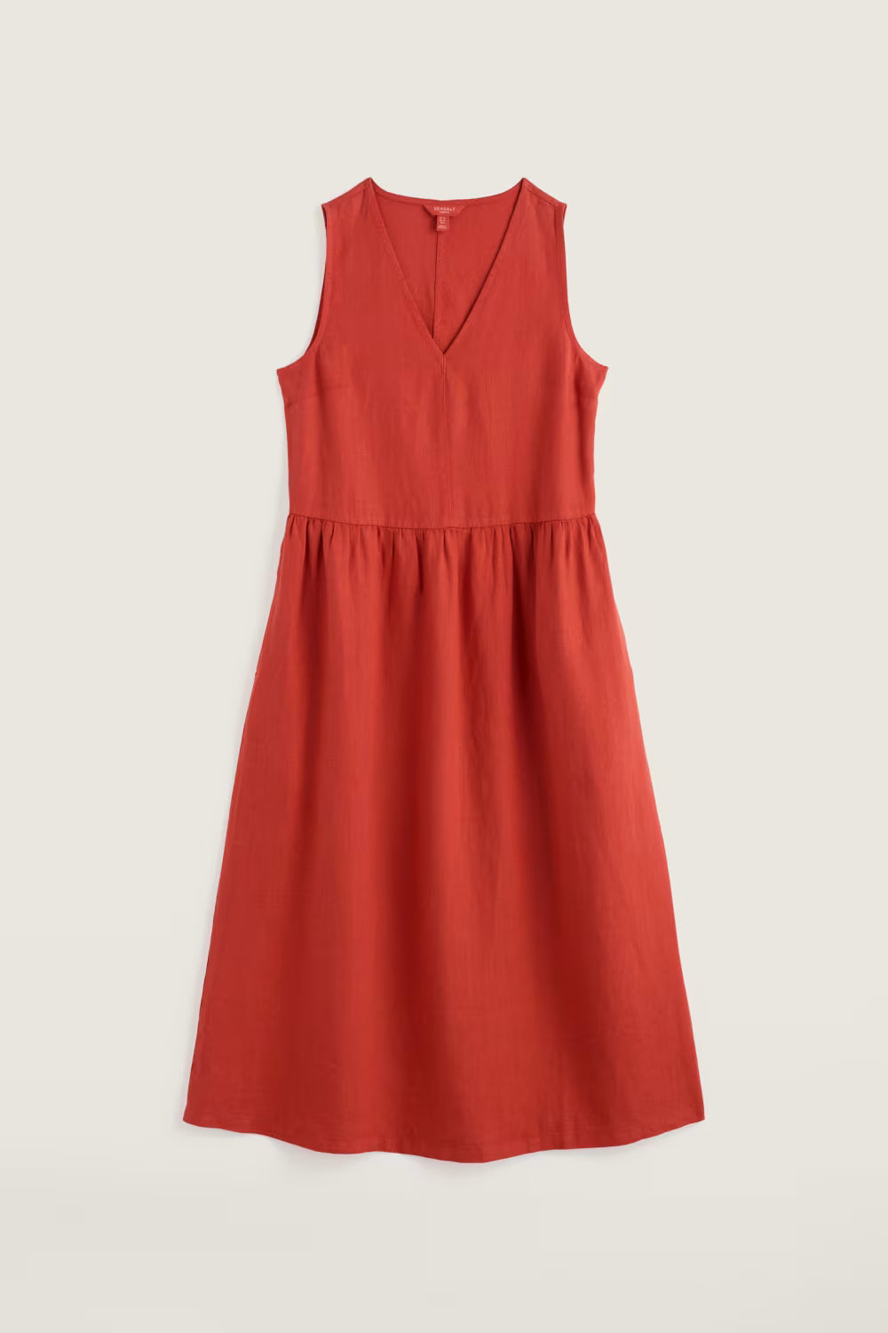 Seasalt Lowland Heather V-neck Linen Dress-Dress-10-Navy-