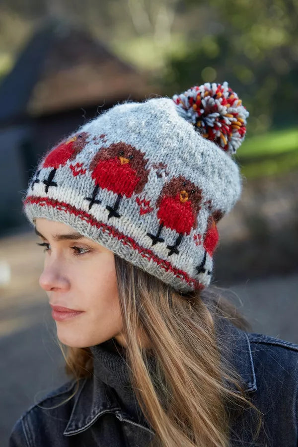 Pachamama Robin Bobble Beanie-Accessories-White finn