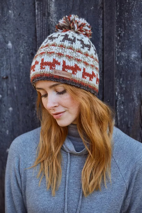 Pachamama Walking The Dog Bobble Beanie-Accessories-White finn