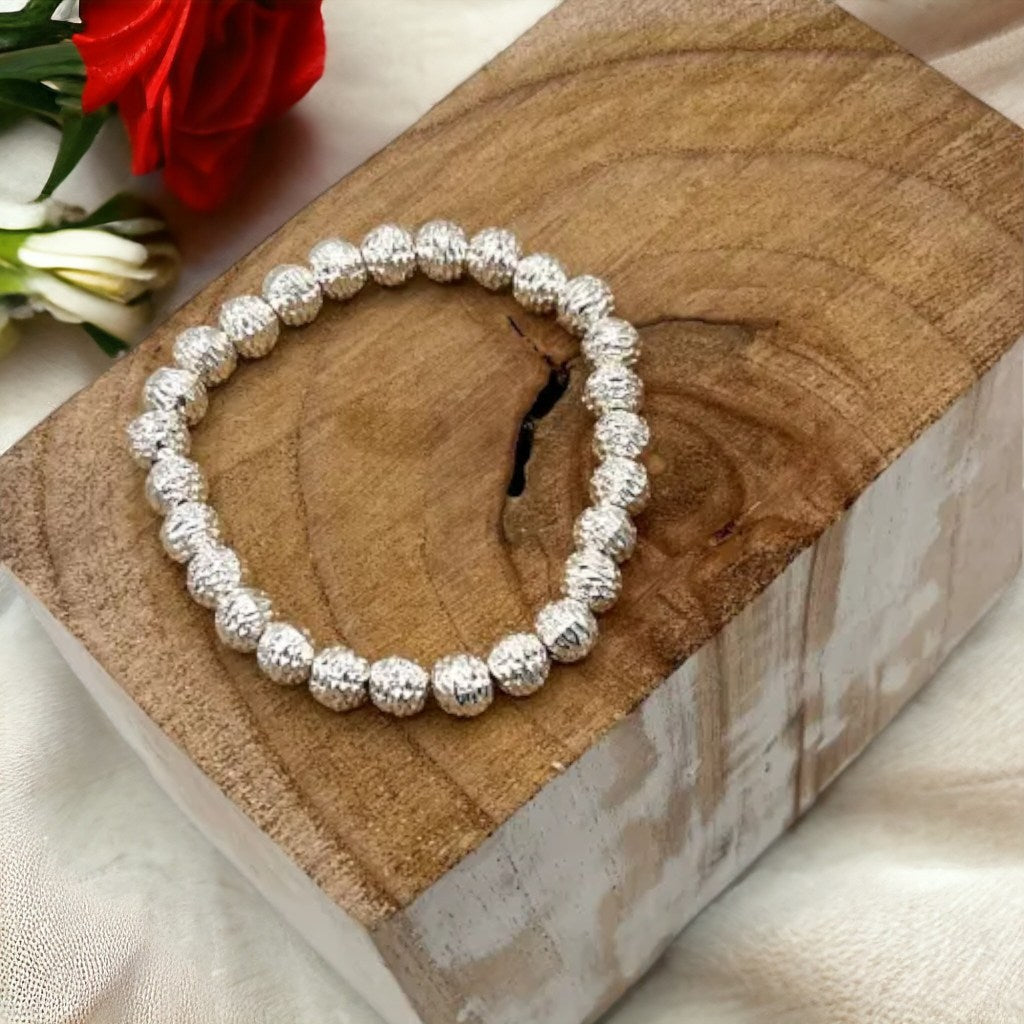 Stretch Silver Beaded Bracelet BR122SIL