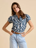 Brakeburn Ikat Blouse-Tops-White finn