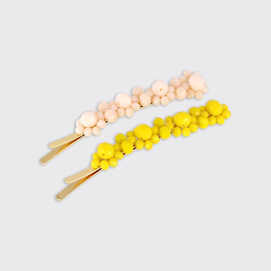 DAISY BEADED SET OF 2 HAIRCLIPS- YELLOW
FE04509