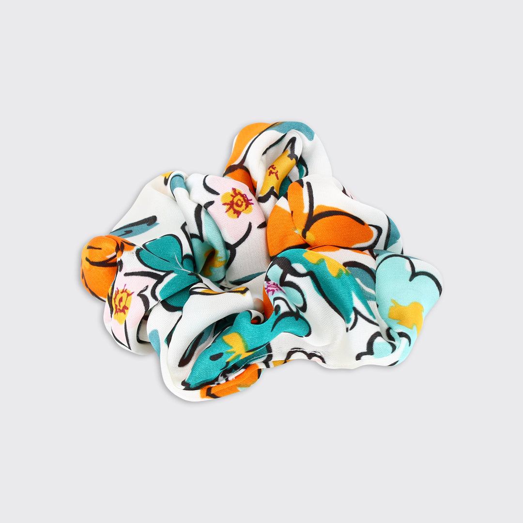 LULU SCRUNCHIE- ORANGE/TEAL