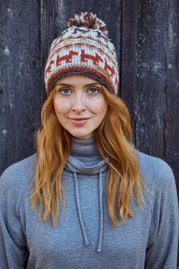 Pachamama Walking The Dog Bobble Beanie-Accessories-White finn