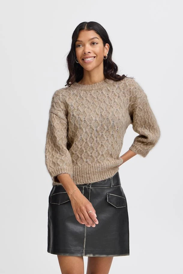 B Young OMHU Jumper-Knitwear-White finn
